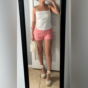 Printed Pink tailored Shorts S | Brunch girly vacation resortwear tropical